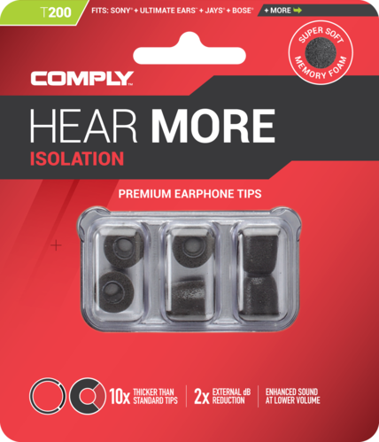 Comply T-200 m black, ear tips, size midium, black, 3 paar