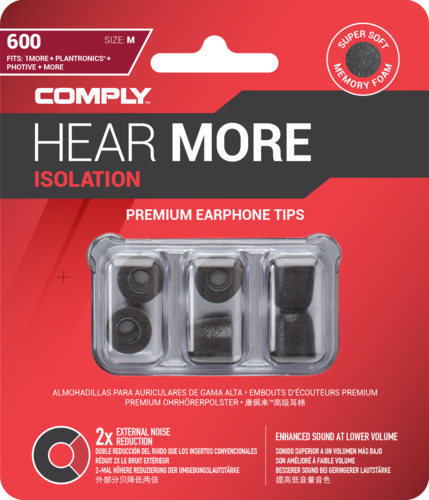 Comply T-600 m black, ear tips, size midium, black, 3 paar