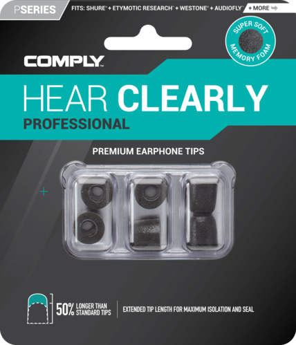 Comply P-Series l black, professional ear tips, size large, black, 3 paar